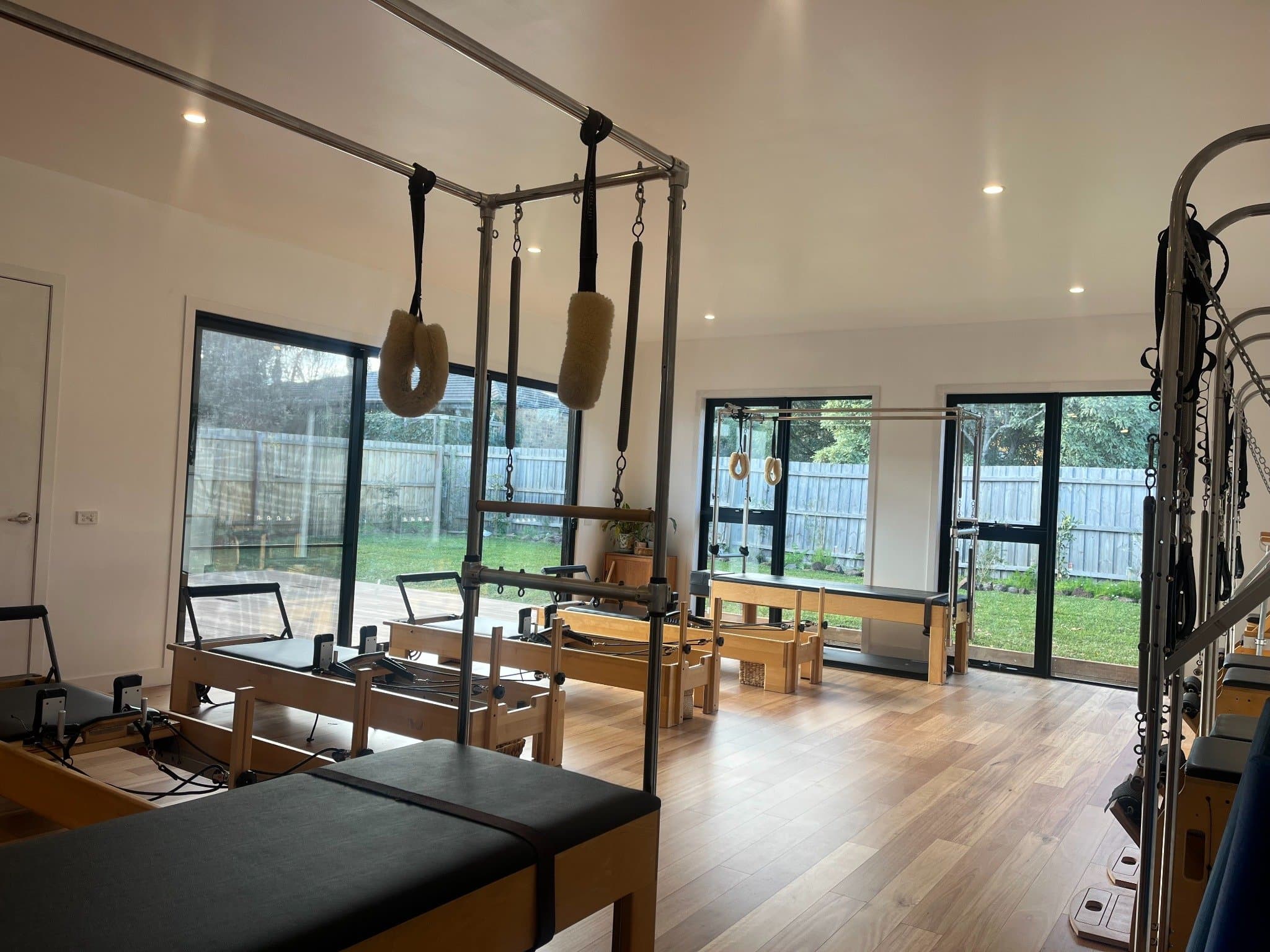 Light-filled Red Rock Pilates studio with Classical Pilates apparatus